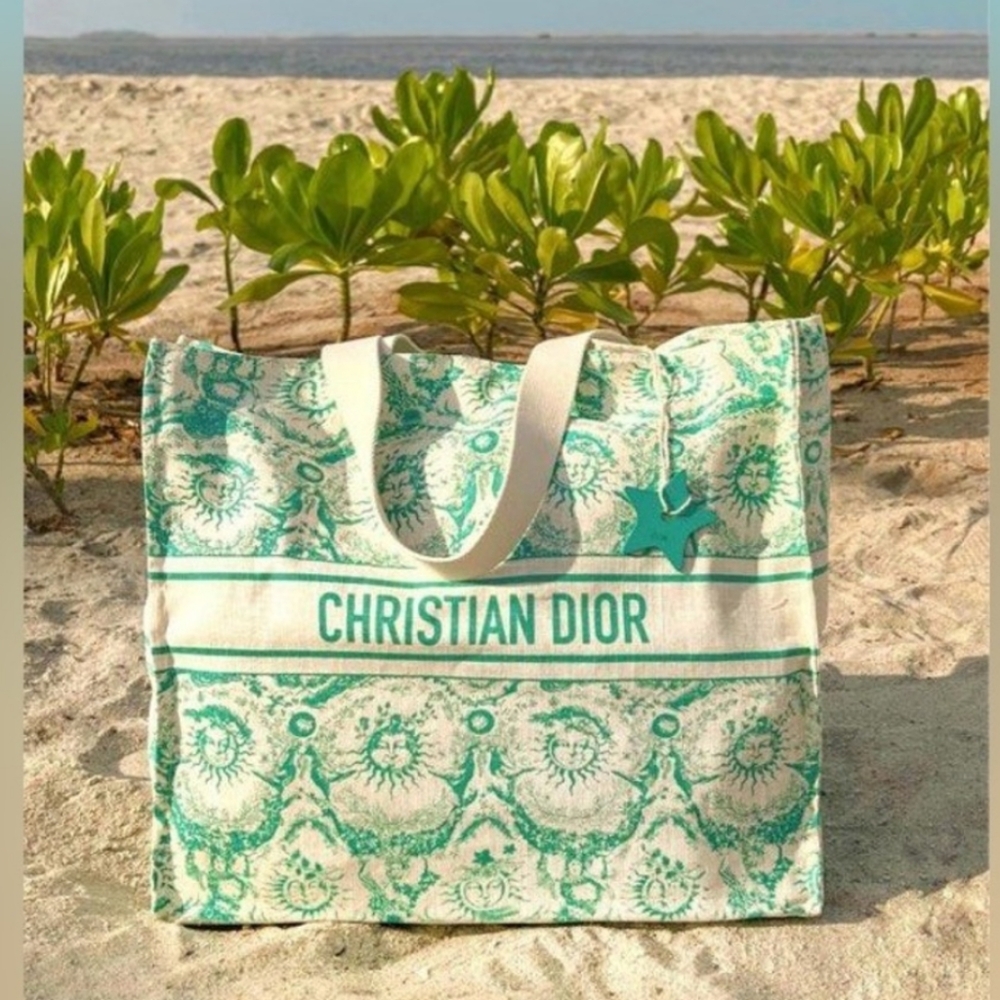 NEW CHRISTIAN DIOR CANVAS DIORIVIERA TOILE DE JOUY 2024 TOTE WITH CHARM